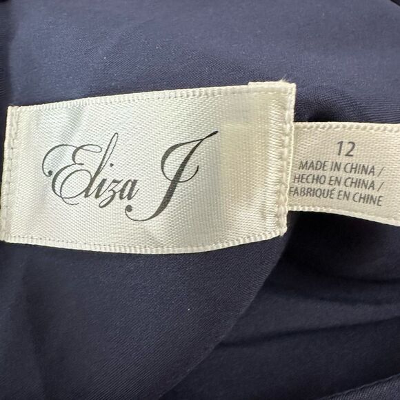 Eliza J Ruffle Front Gown Navy size 12 - Picture 11 of 12